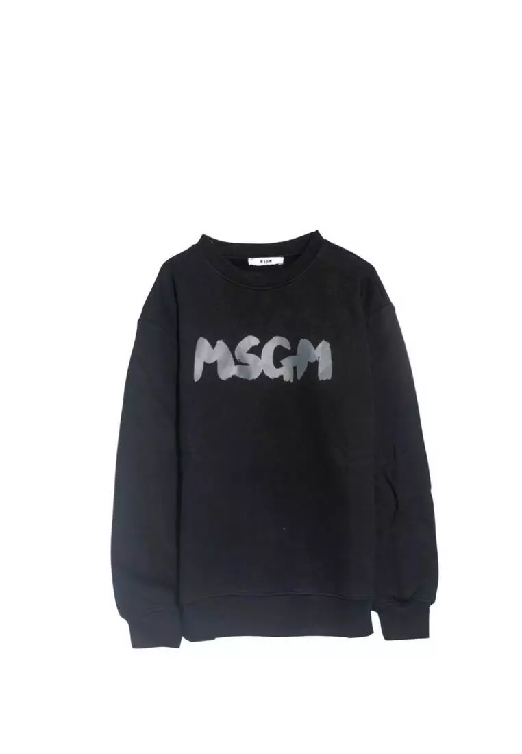 スウェット・トレーナー MSGM COTTON SWEATSHIRT WITH LOGO PRINT MSGM logo-print Cotton Sweatshirt | Blue | FARFETCH
