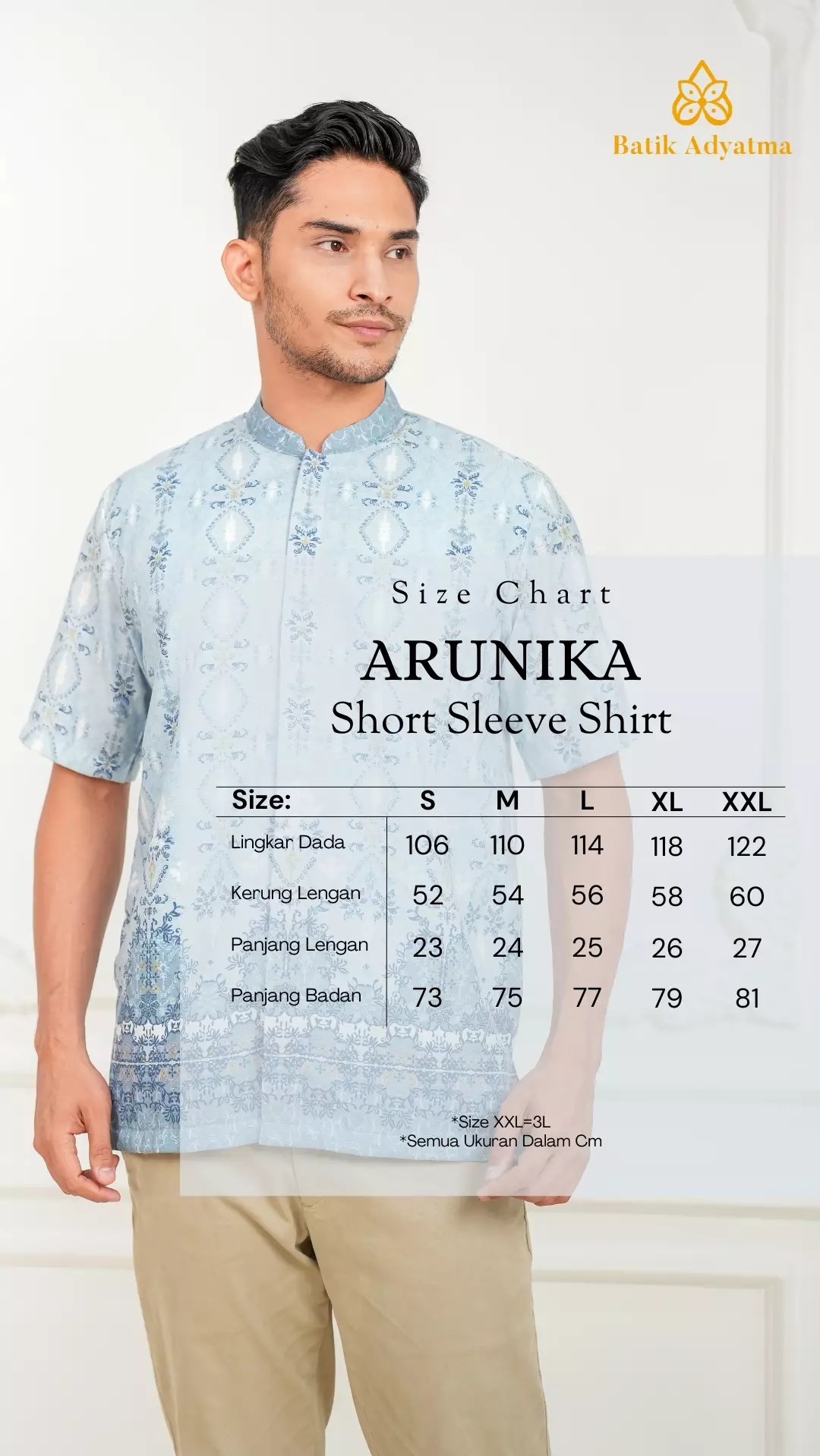 Sarimbit Arunika Sky Blue Pria  Kemeja Koko Lengan Pendek Regular Fit Furing
