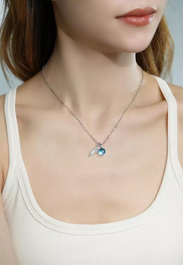 Kalung Wanita Fashion Mermaid Tail Design Dilapisi Platinum Anti Pudar Kalung Cewek