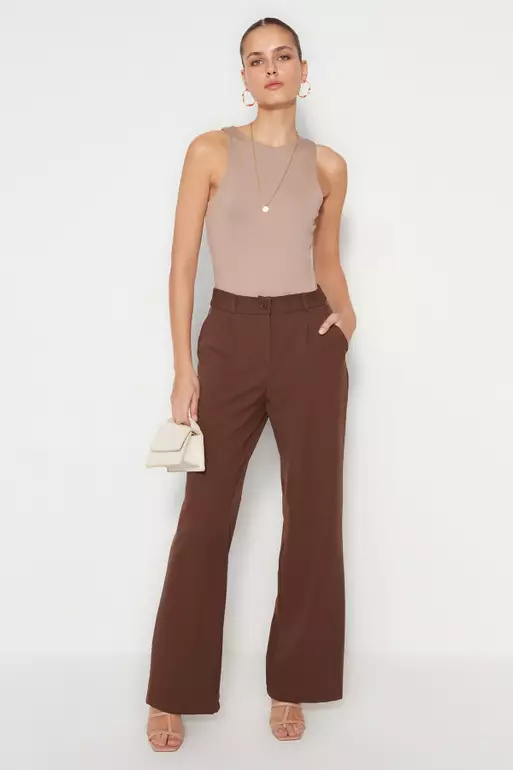 Wide Leg Pleated Trousers