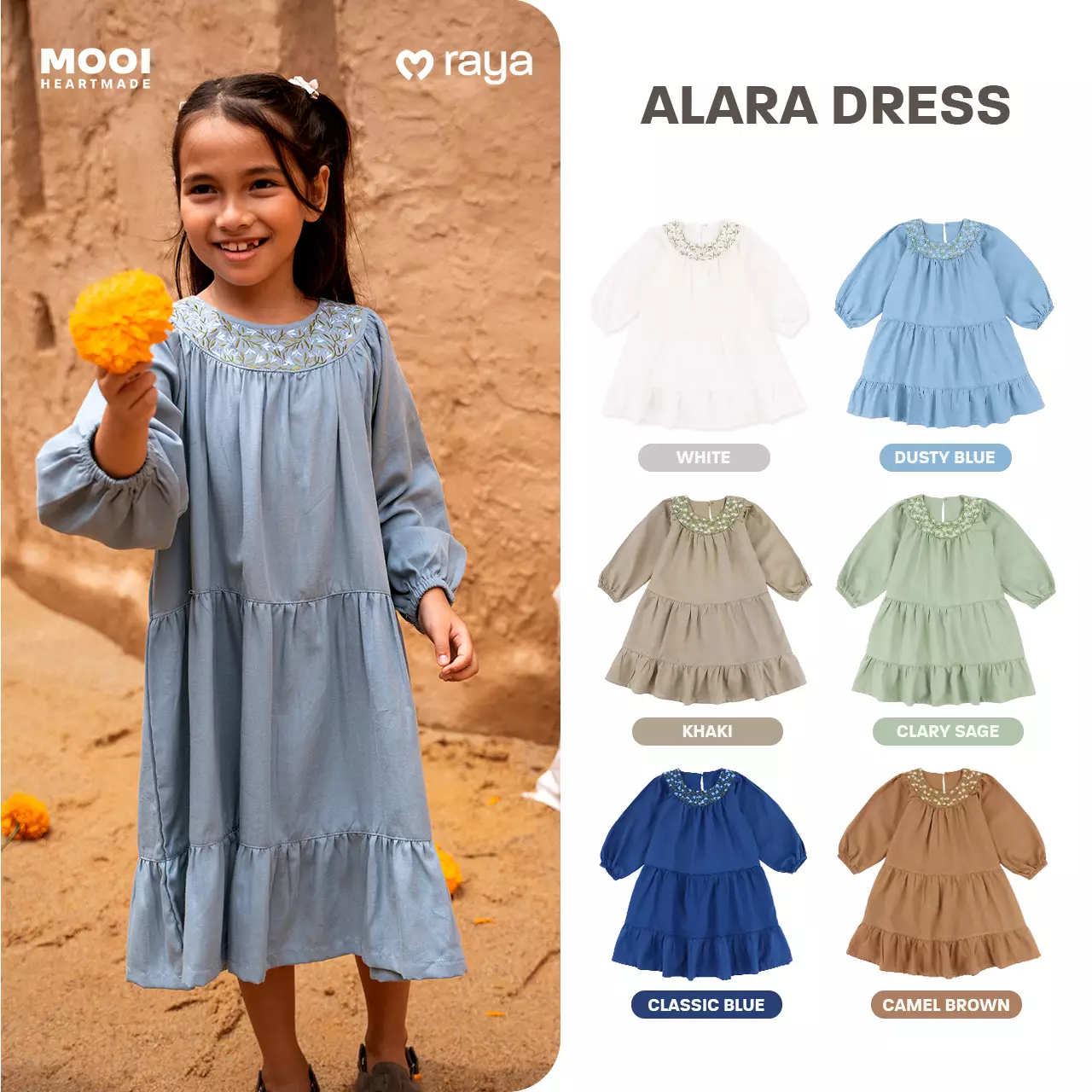Mooi Dress Anak Gamis Anak Perempuan Raya Collection Alara Dress - Clary Sage
