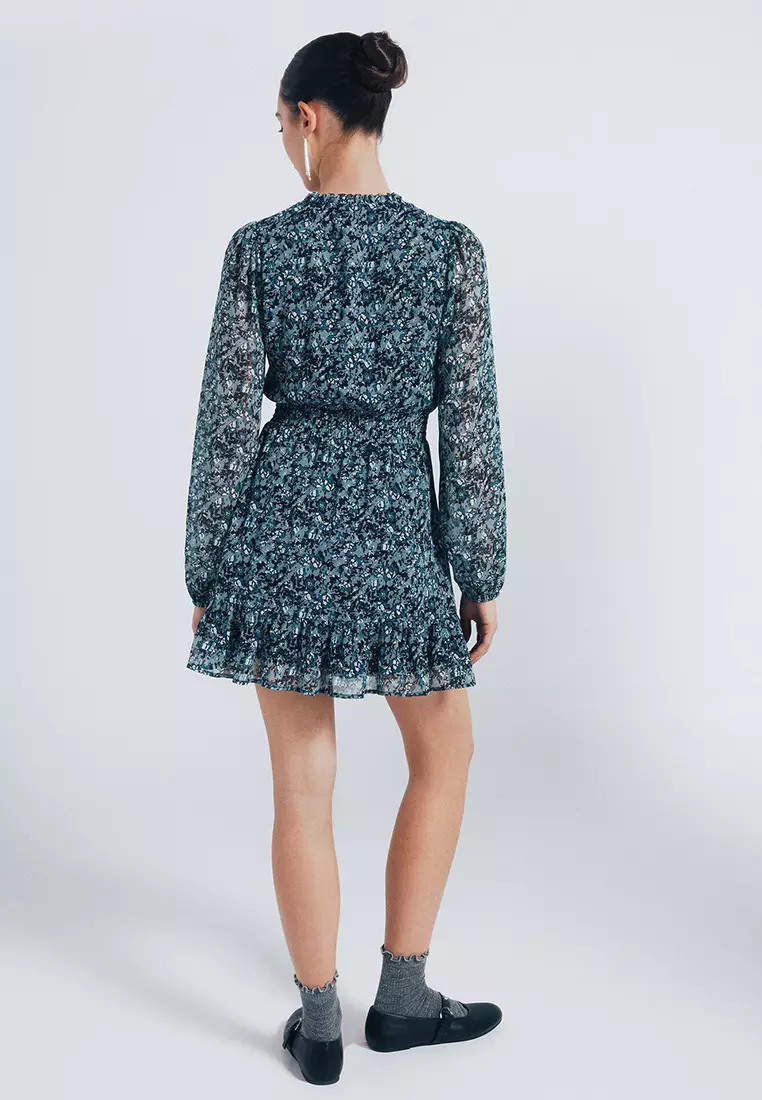 sachin and babi light blue dress JACQUES VERT DRESS OF IVORY LACE BODICE WITH DOVE GREY CHIFFON SKIRT  MATCHING DOVE GREY SHANTUNG SHORT JACKET