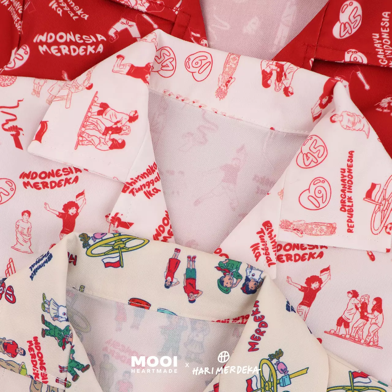 Mooi x Hari Merdeka 17 Agustus Kaos Kemerdekaan Kemeja Anak Printed Shirt - Cream