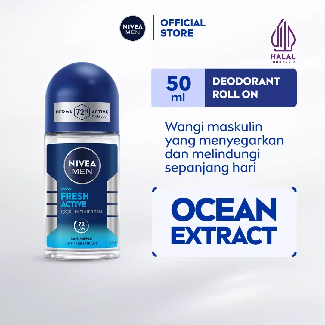 NIVEA MEN Deodorant Fresh Active Roll On 50ml - Twin Pack