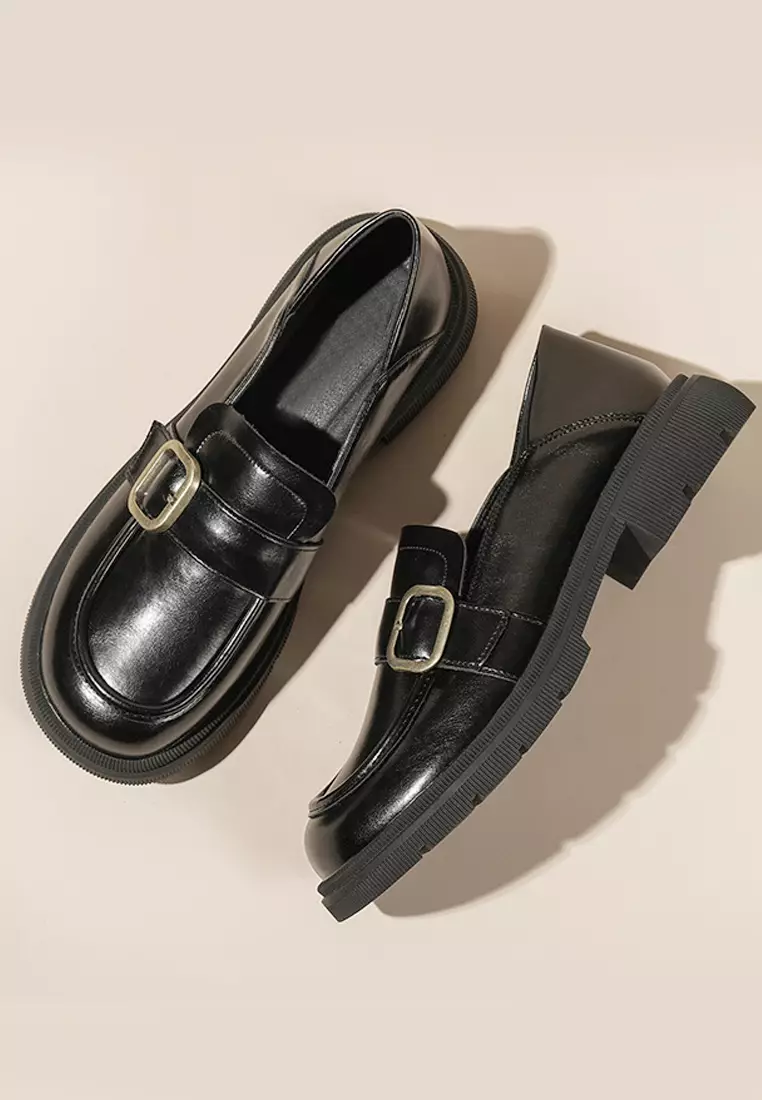 VANSA Fashion Buckle Platform Loafers VSW-F3033-1