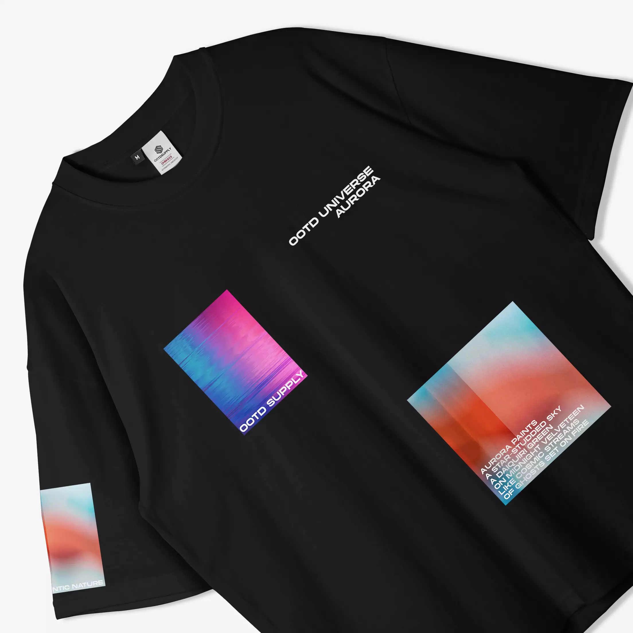 OOTDSUPPLY Oversized Tshirt Aurora White & Black l Kaos Oversize Pria dan Wanita OVZ141