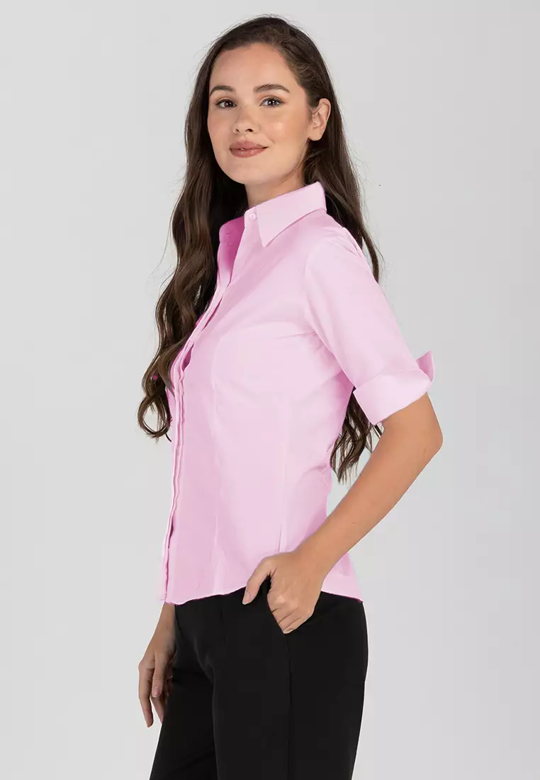 Diana 3/4 Sleeve Pinstripe Button Down Office Blouse