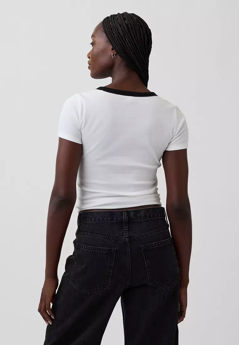 Ribbed Mini Logo T-Shirt
