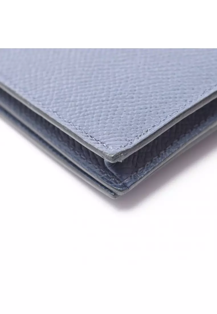 Pre-Loved Hermès bear souffle broodmalt Bi-fold Long Wallet Veau epsom dark blue silver hardware B stamp