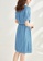 OUNIXUE blue Elegant Ol Stand Collar Floral Dress (With Belt) B6845AA122020AGS_2