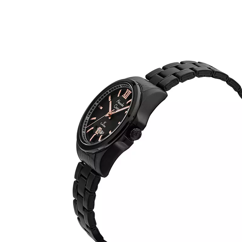 Jam Tangan Wanita Alexandre Christie Classic Steel AC 8659 LD BIPBARG Ladies Black Dial Black Stainless Steel Strap