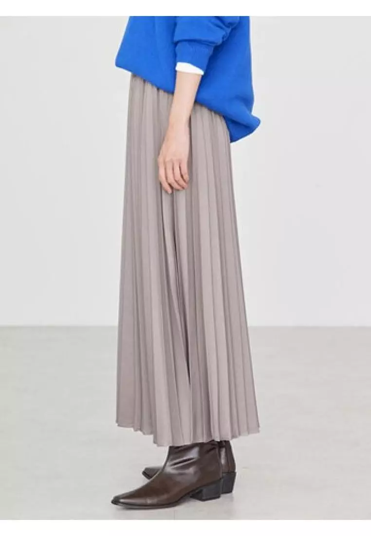 American Holic - Masumi Satin Pleated Skirt Mocha