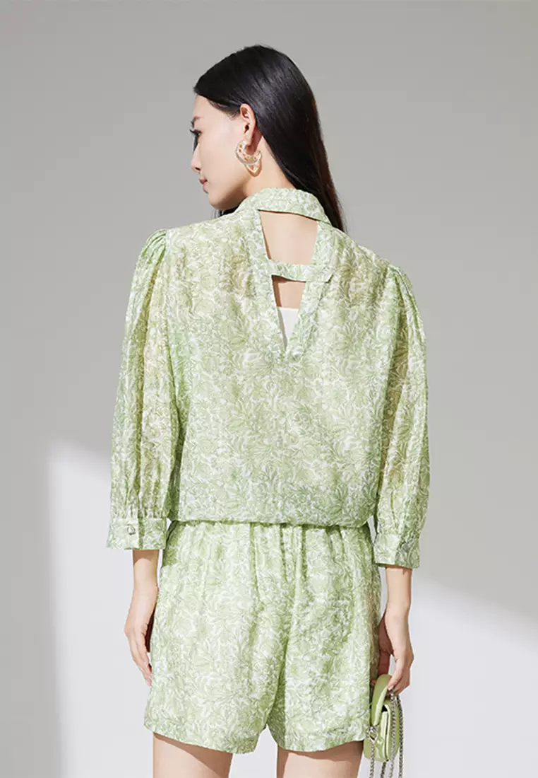 Floral Design Summer Blouse and Mini Skirt Set