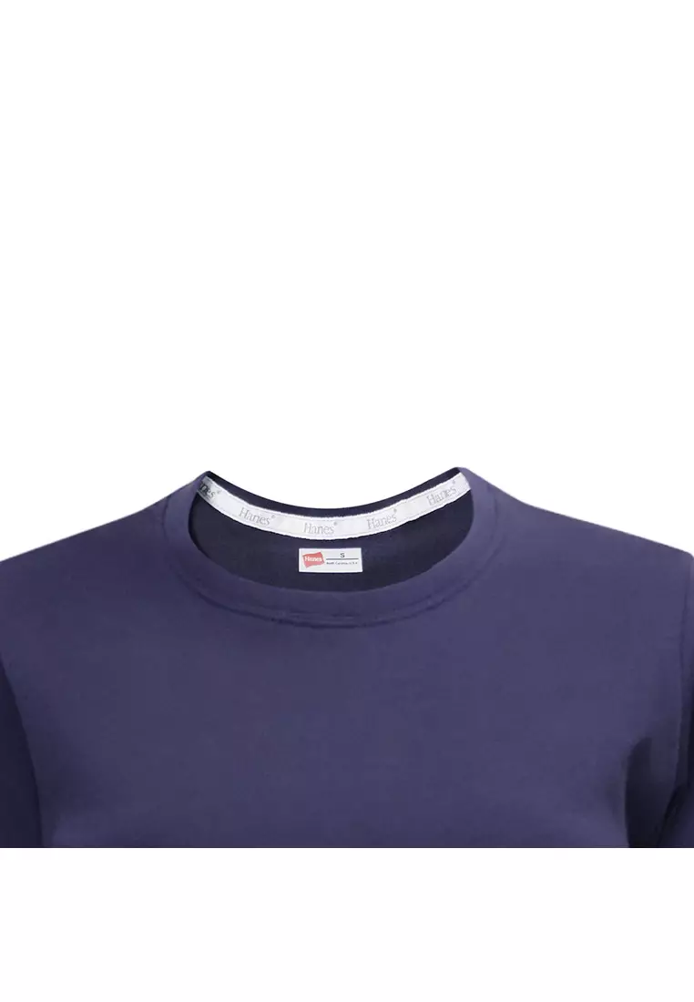 Ladies Navy Blue Round Neck T-Shirt