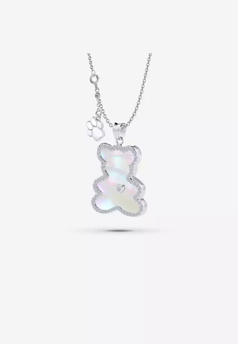 Vinstella Luvis Bear – Mother Of Pearl with Quartz Diamond (Silver)