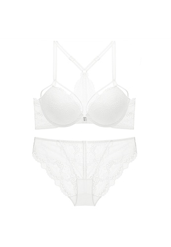 W.Excellence white Premium White Lace Lingerie Set (Bra and Underwear) C61DEUSBAB2197GS_1