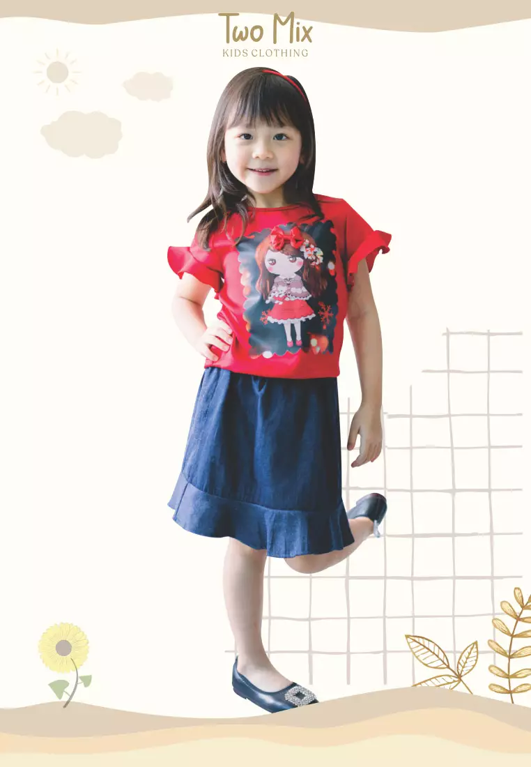 Two Mix Setelan Anak Perempuan Digital Printing Nonik Cantik 1-8 Tahun 4246