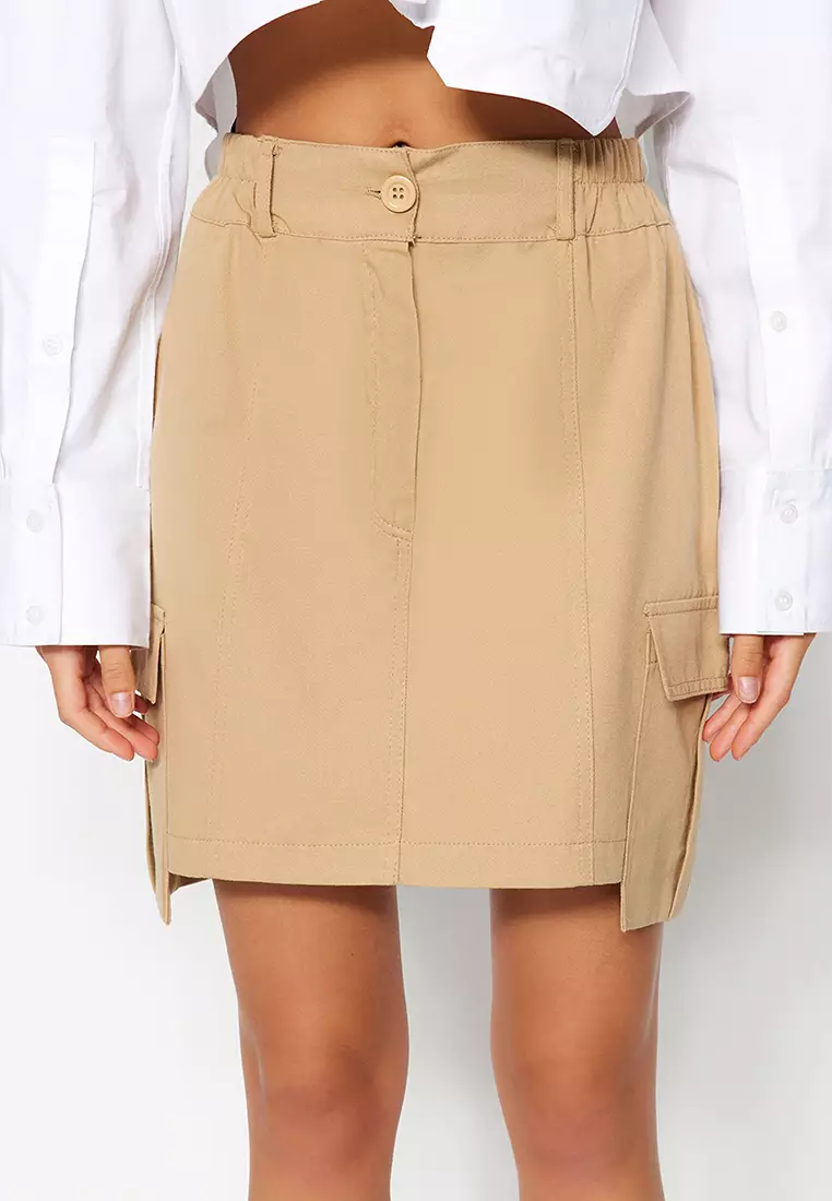 Elastic waist on sale skirts with pockets