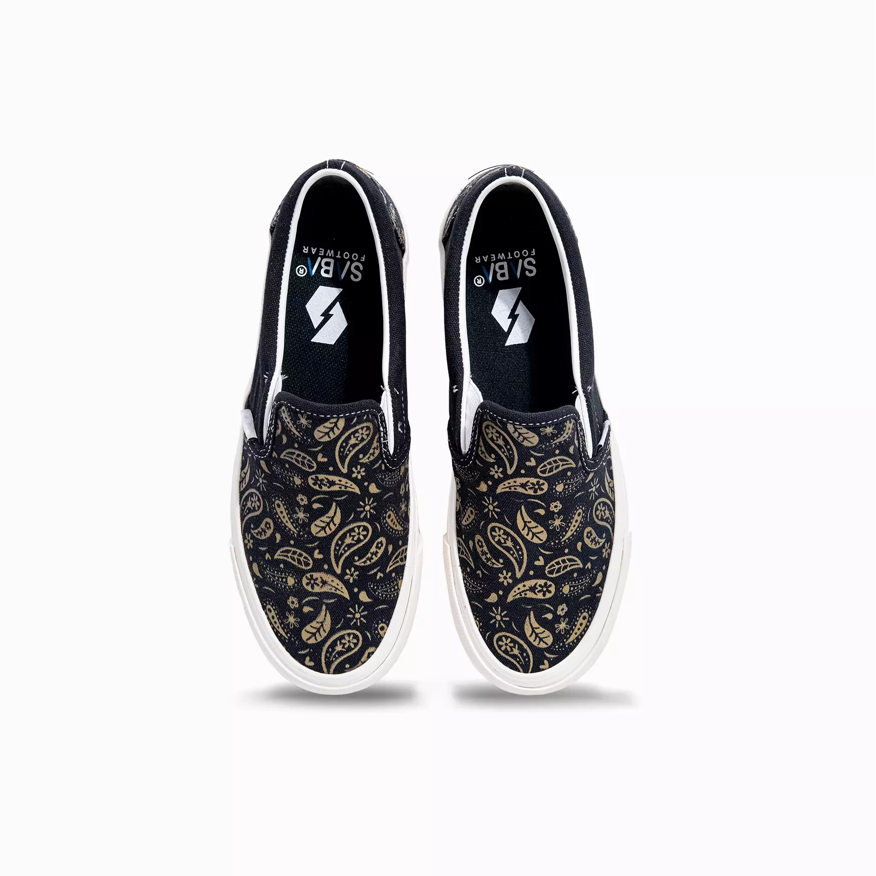 SABA Slip on Paisley Classic Gold White - Sepatu Sneakers Casual Pria Wanita | Sepatu Pria Original 100%| Slip On PSL 87