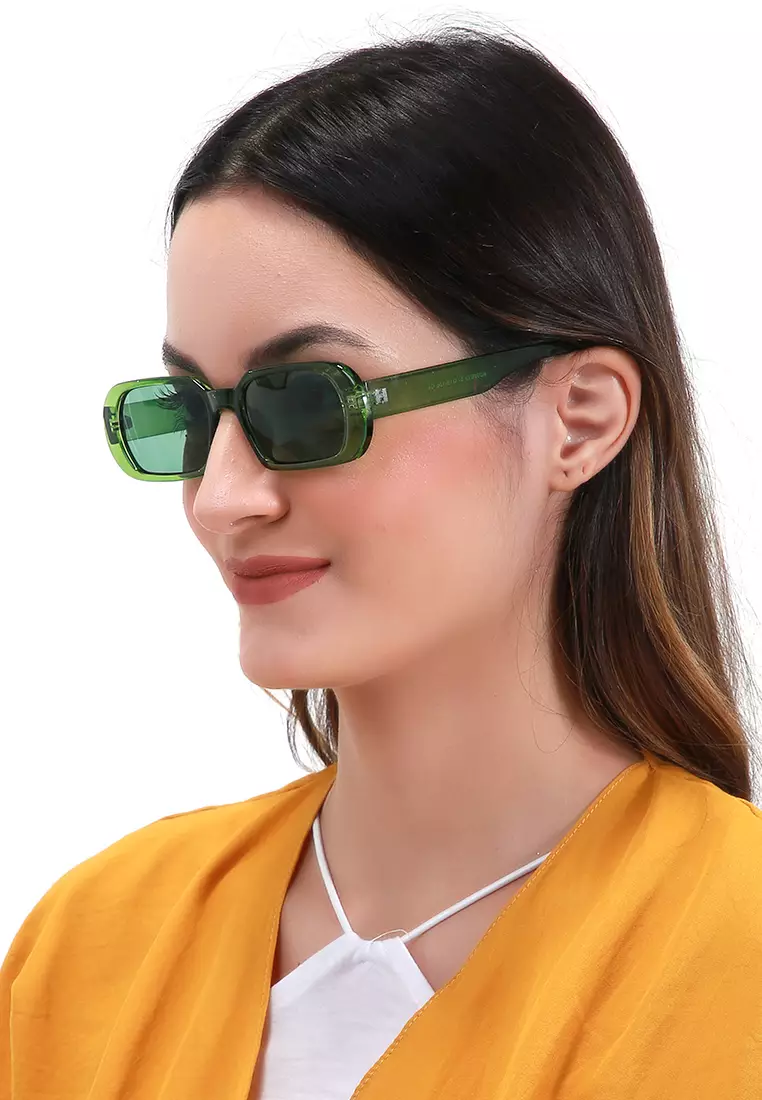 Mackenzie Kacamata Oval Frame Sunglasses Material PC ORIGINAL - Green