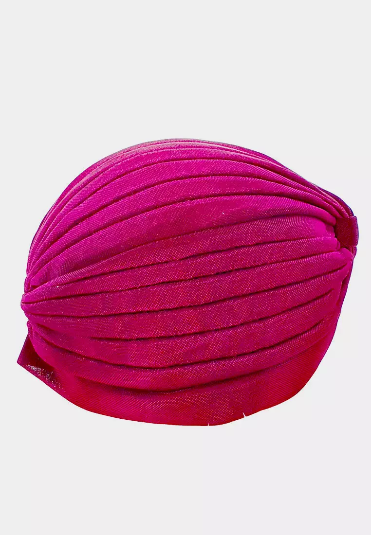 Metallic Plain Turban Magenta