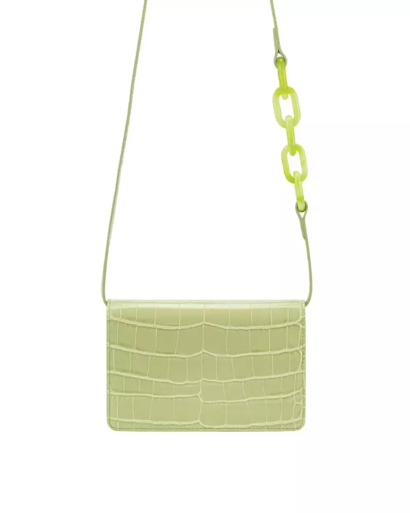 Jual JW Pei Julia Acrylic Chain Crossbody Bag Sage Green Croc