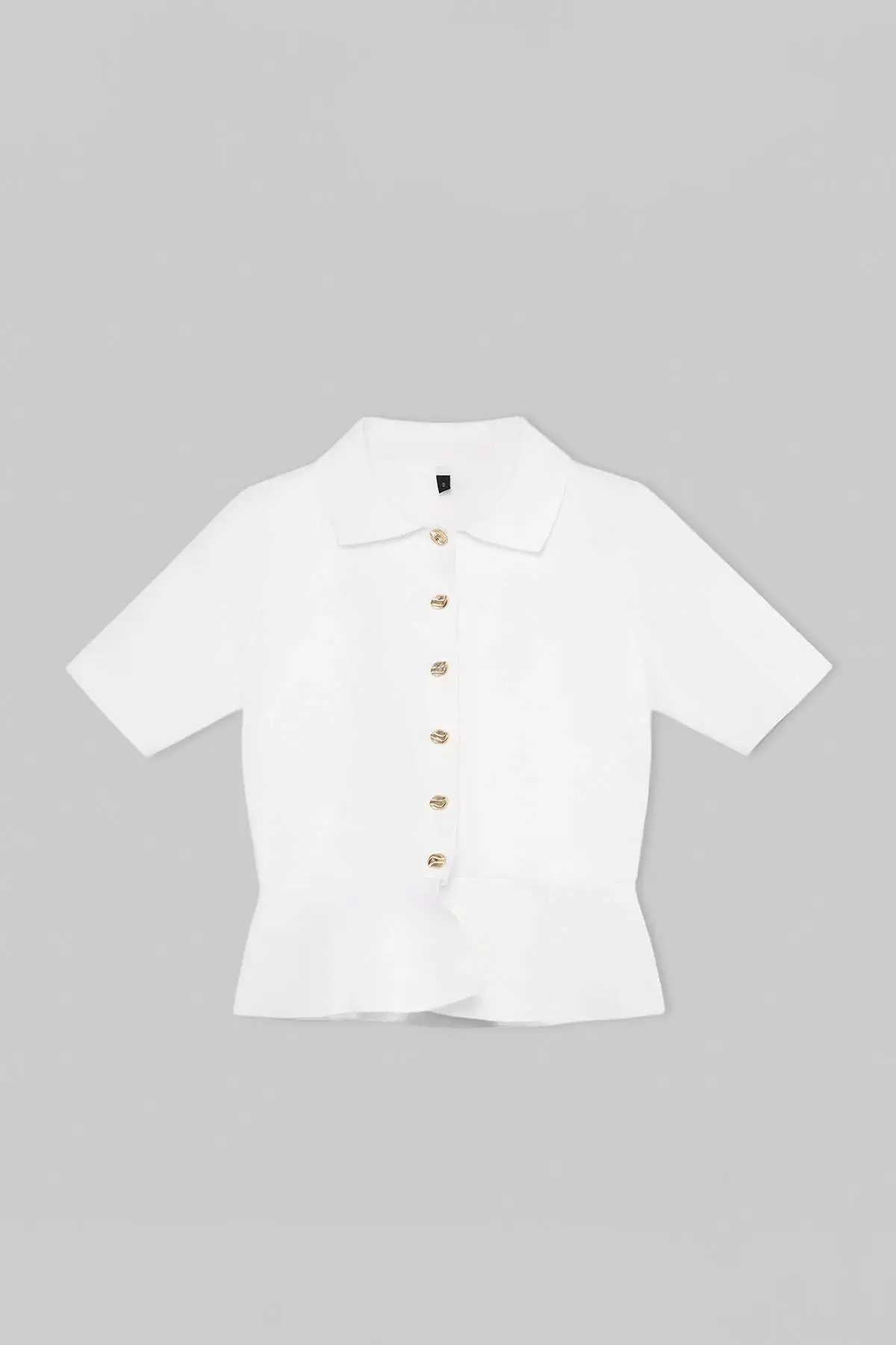 Ecru Peplum/Waist Fitted Button Detailed Knitwear Blouse Twoss26Bz158