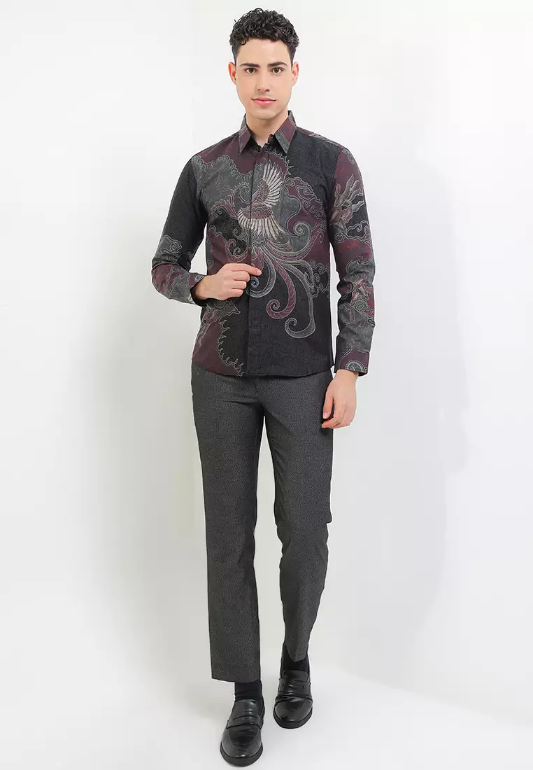 BATIK TALENTA EXCLUSIVE Lengan PANJANG slimfit SAYAB MAROON