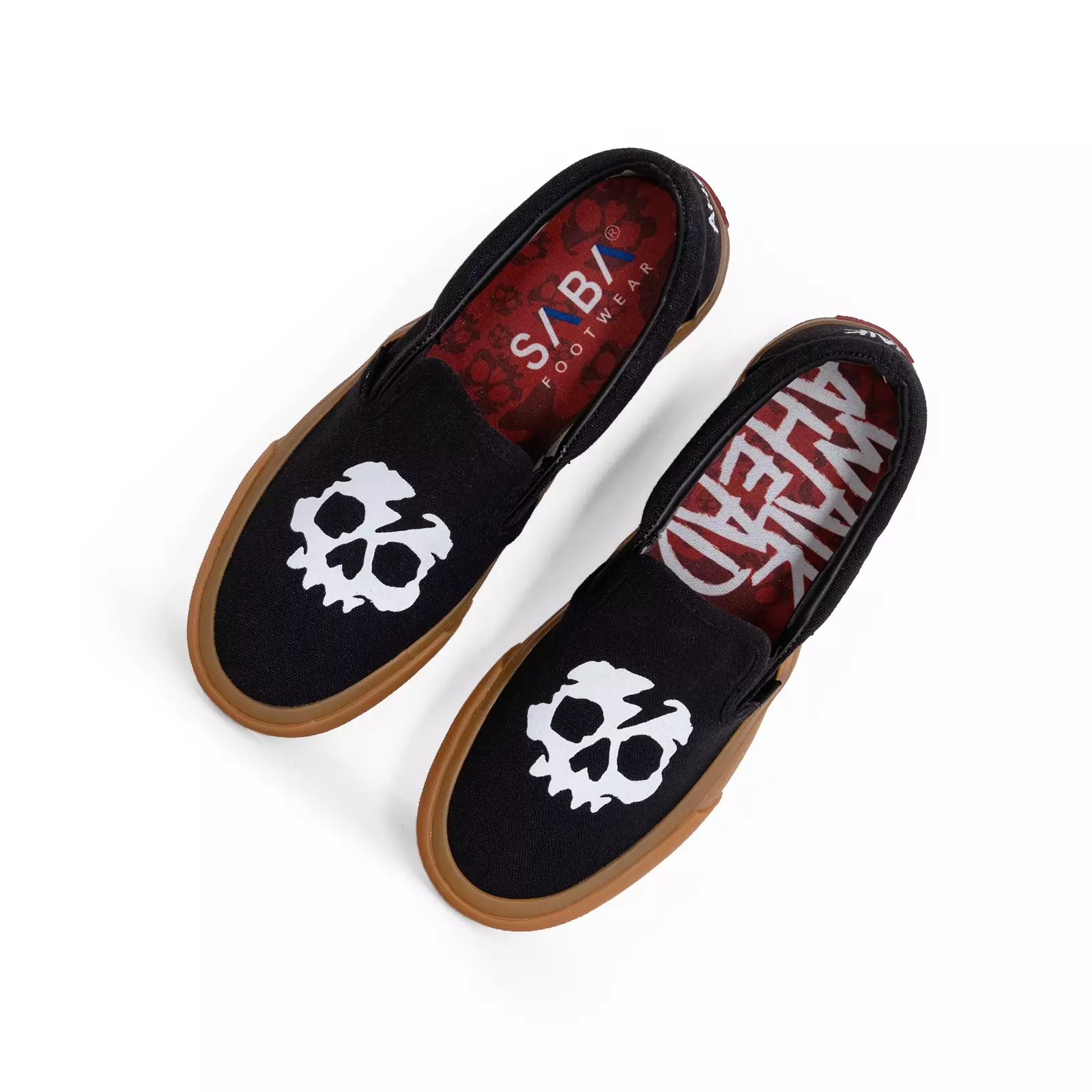 SABA Slip On Skull Black Gum - Sepatu Sneakers Casual Pria Wanita