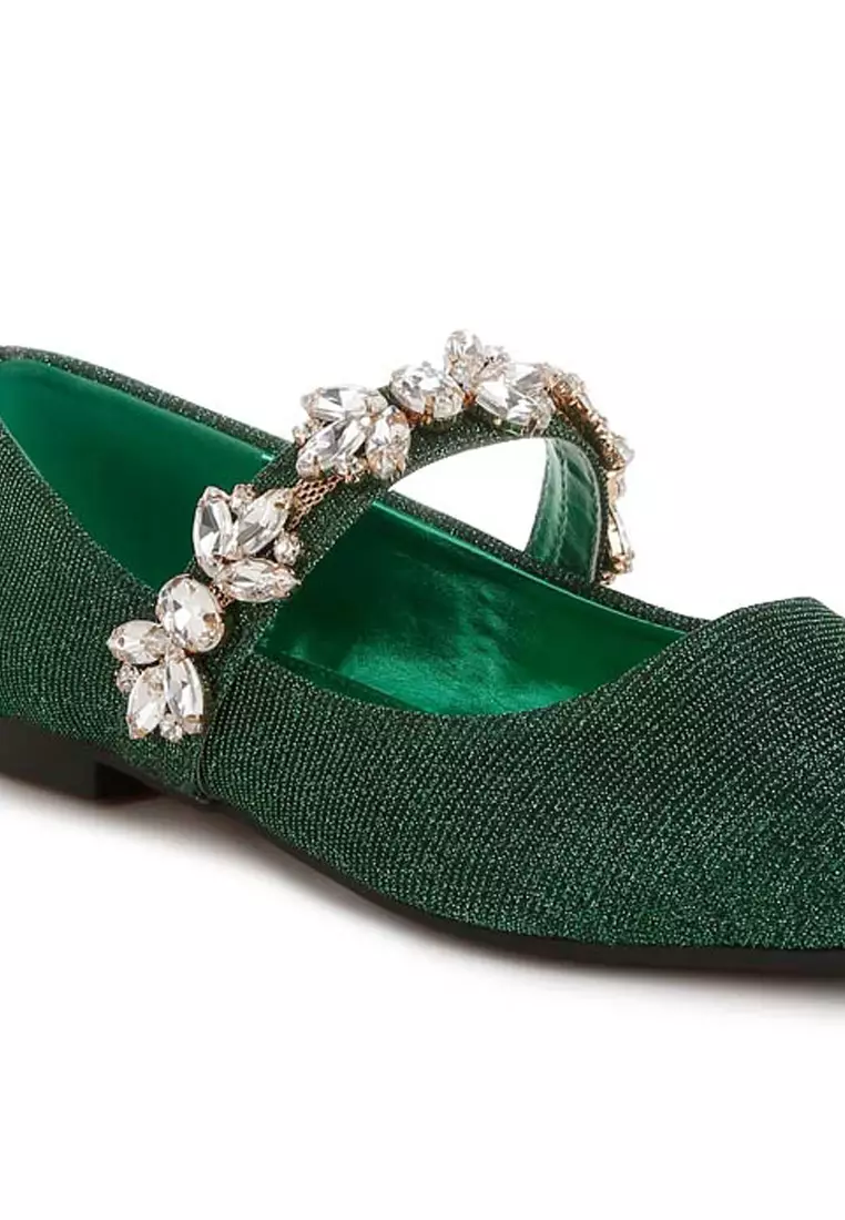 Bros Berlian Imitasi Balerina Glitter Warna Hijau