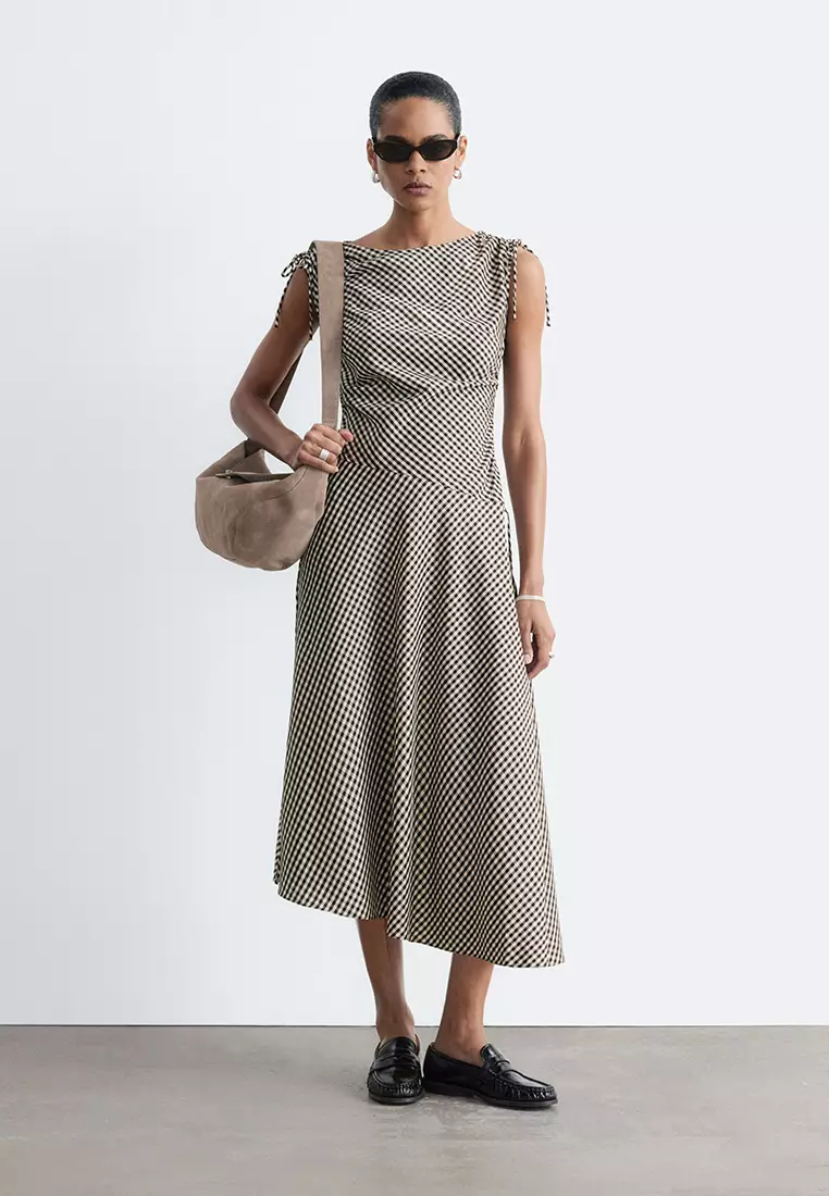 Asymmetric Draped Midi Dress
