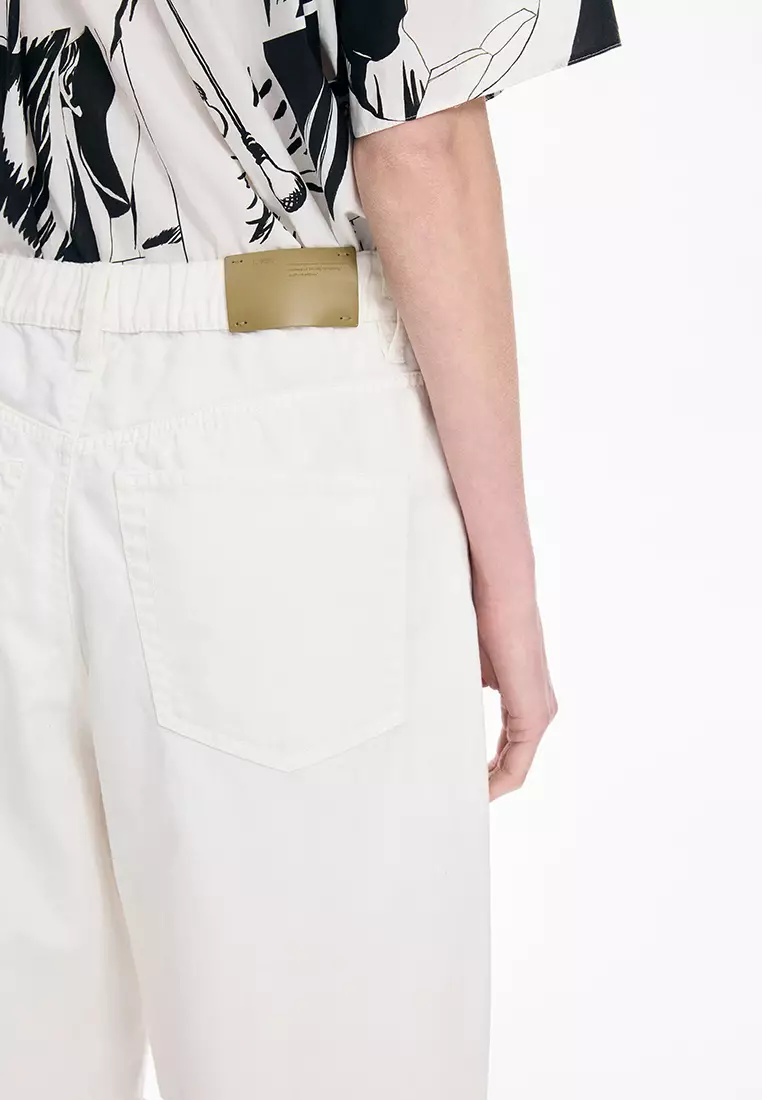 Banana Fit Drawstring Cuffed Denim Extra-Long Pants