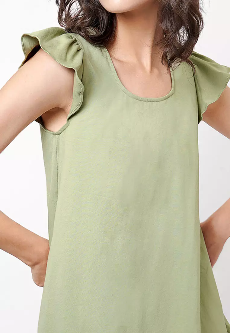 Contrast Flare Peplum Dress