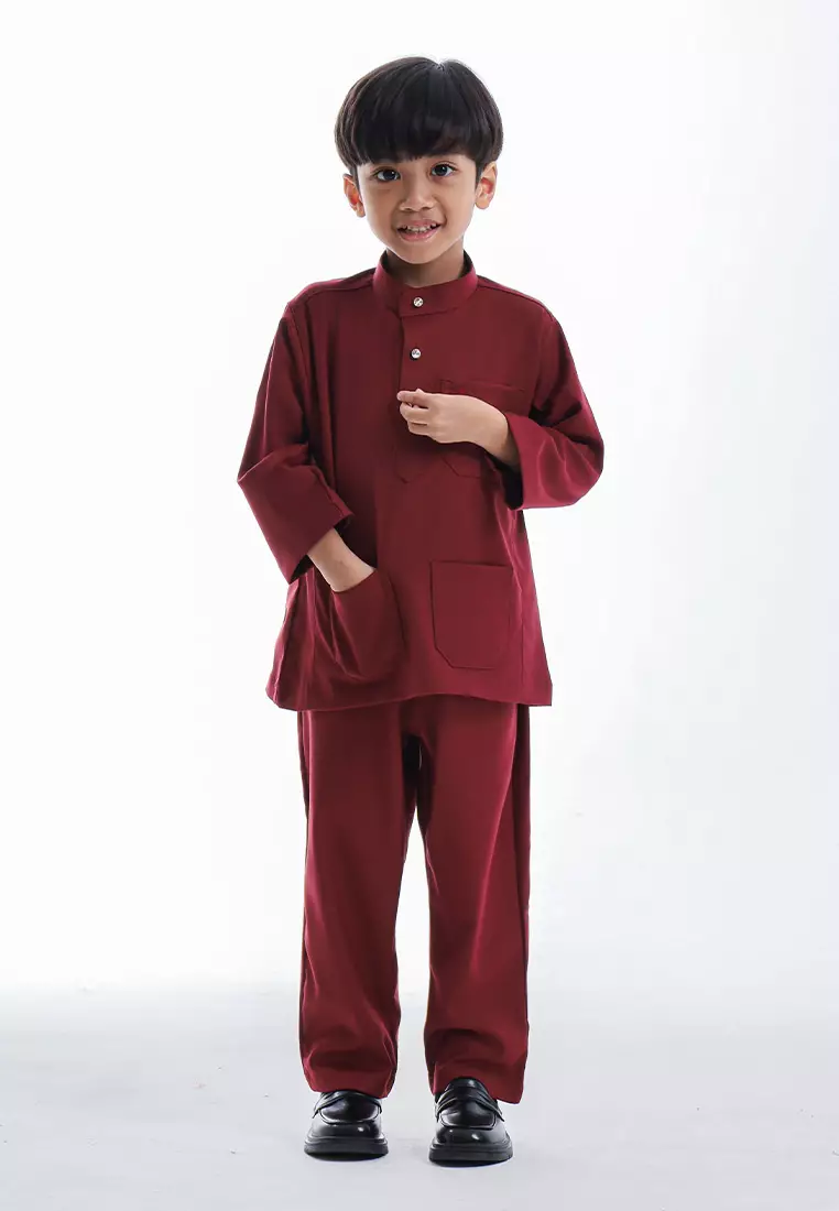 Alain Delon Baju Melayu Cekak Musang Budak - 19026504-78SyrahMaroon