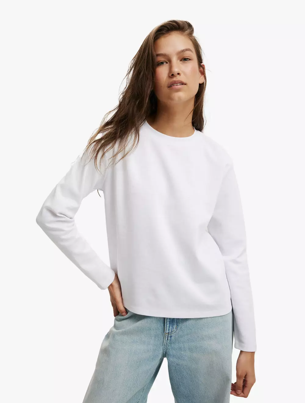 Cotton On - L/S TOPS - Hyper Weave Long Sleeve - WHITE