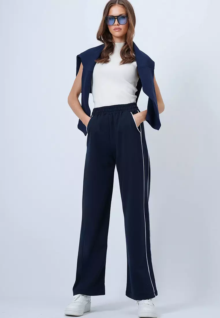 Piping Wide Legs Sweatpants