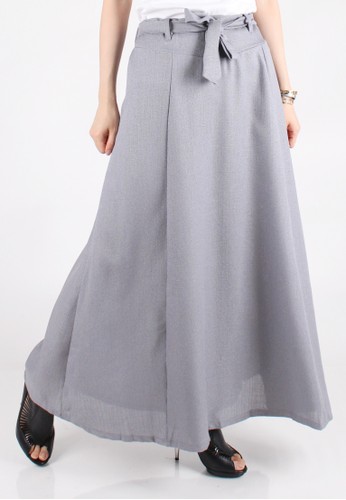 Linen Bowtie Maxi Skirt - Grey