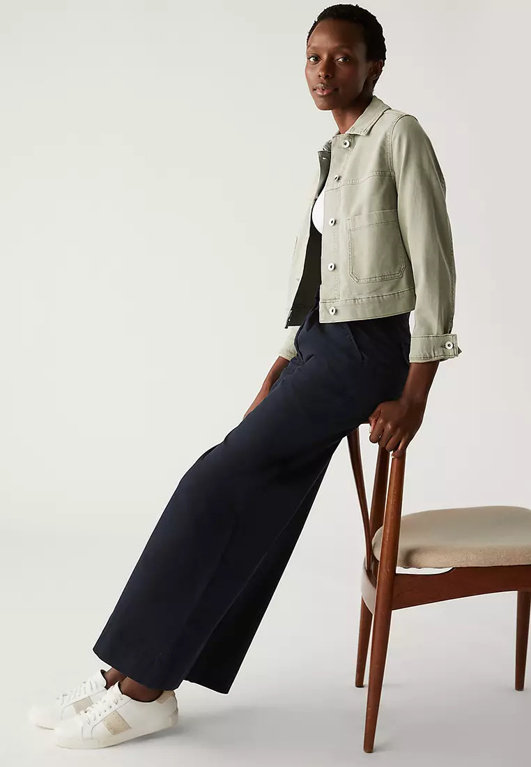Pure Cotton Slouchy Wide Leg Chinos