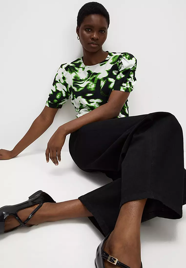 Printed Puff Sleeve Blouse