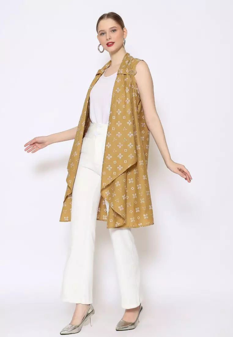 Rinjanie Batik - Batik Tuntrum Katun Series - Outer Coin Turmeric - Outer Batik Modern - Outer Batik - Outer Batik Kerja Kantor - Batik Cap - OUTC - YL