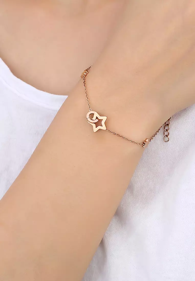 Guiding Stars Bracelet in Rose Gold Plated Titanium with Genuine 0.005ct Diamond