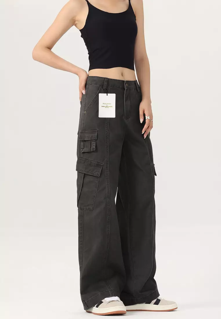 Pure Cotton Wide-legged Jeans LK-HHTS301