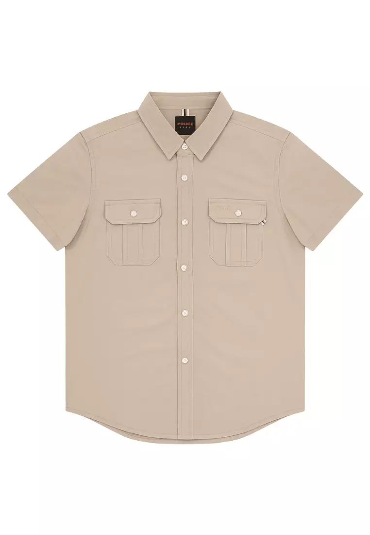 POLICE Kemeja Polos Cotton Kantong Dua Anak Laki Laki