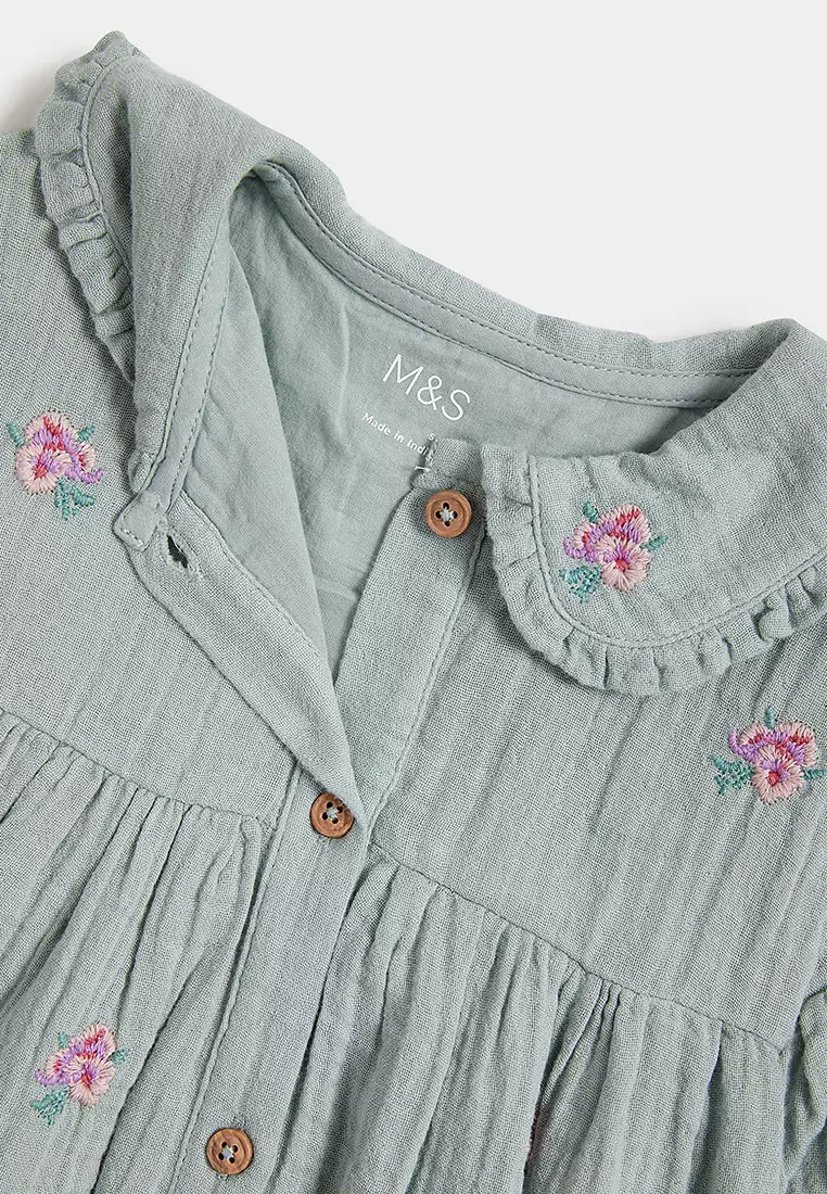 2pc Cotton Rich Dress and Tights Outfit