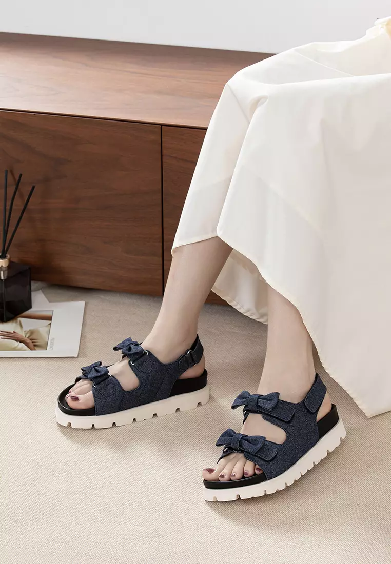 4CM Double Bowknot Strap Comfortable Flat Shoes TH723-3