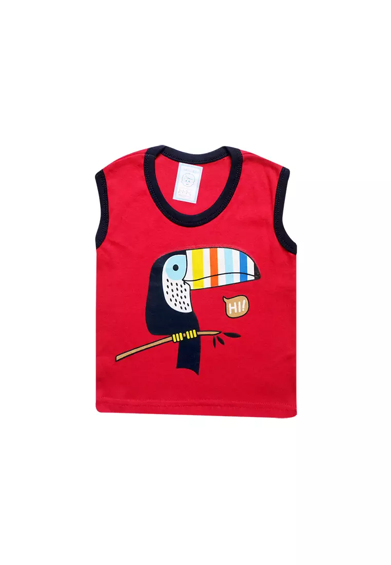 Skabe Pakaian Bayi Anak Laki Laki Baju Singlet Motif Bird Setelan Celana Kaos Full Print All Size Warna Tua  Untuk Usia 6 Bulan Hingga 12 Bulan 3196