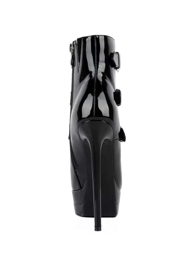 Black High Heeled Patent PU Stiletto Boot