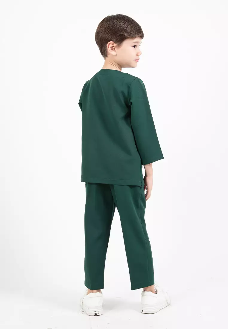 Alain Delon Slim Fit Baju Johor Ayah Anak Sedondon set - 19024504B-48DkGreen