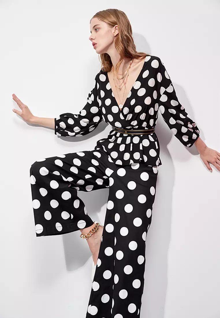 Polka Dot Wrap Blouse