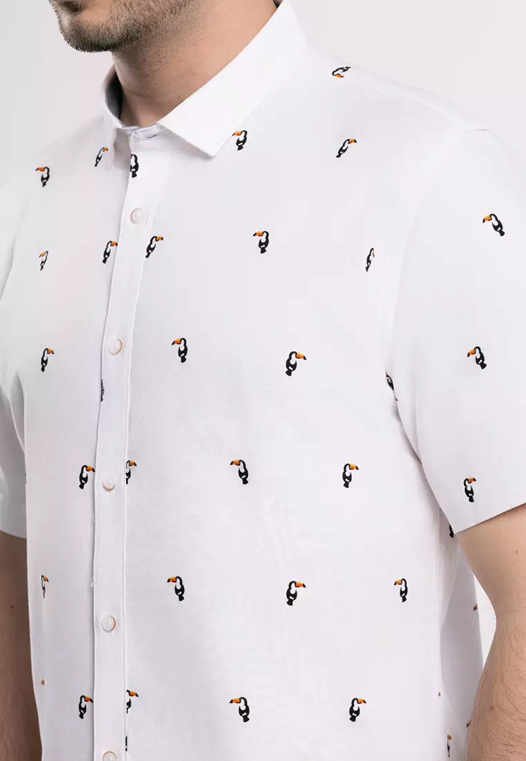 MOC Kemeja Lengan Pendek Pria GODRIC-WHITE